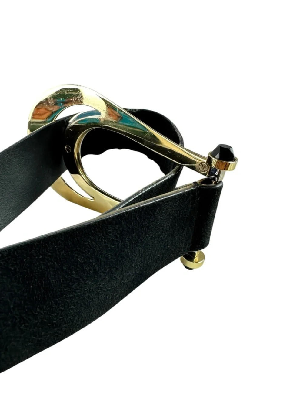 Vintage VALENTINO Garavani Black Suede Leather Wide Buckle Women Belt Size 85/34